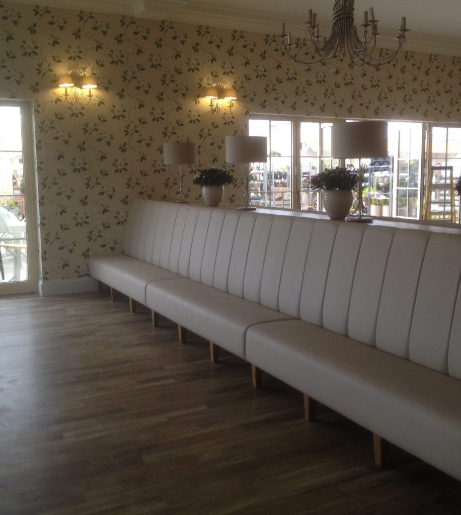 Fluted banquette seating at a garden centre in fleet