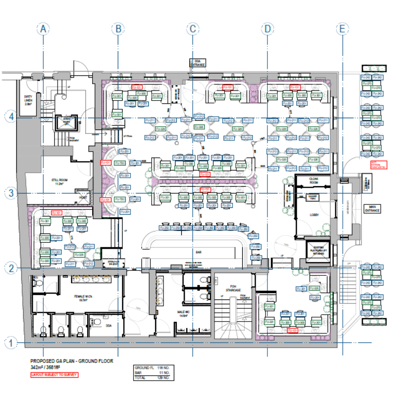 Ivy Nottingham restaurant furniture proposal