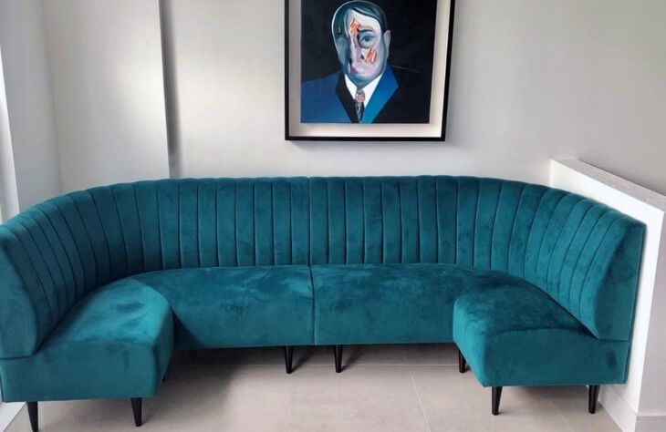 Blue Bespoke Banquette Lounge Seat