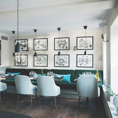 Contemporary restaurant furniture with bespoke banquette seating